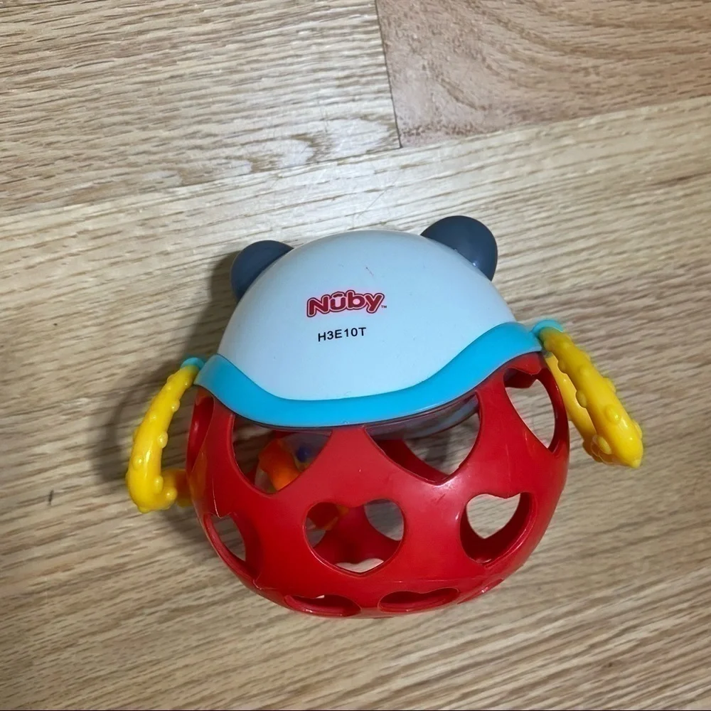 Nuby Bear Rattle Handles Shake Toy Ball Baby Chew Teething